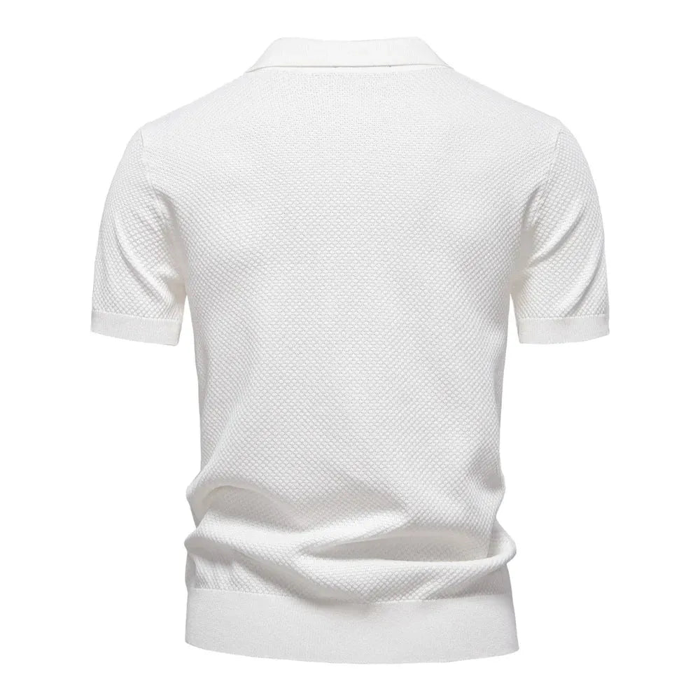 AIOPESON Men's Summer Breathable Polo Shirt Short Sleeve Solid Color Casual Polo Shirts for Men Lightweight Stretch Polo ﻿ - Evallys.com