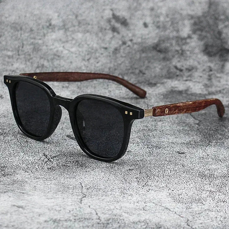 Sunglasses for Men Women's Trendy Retro Wood Grain Polarized UV Protection Eyewear Cycling Outdoor Street Photography - Evallys.com