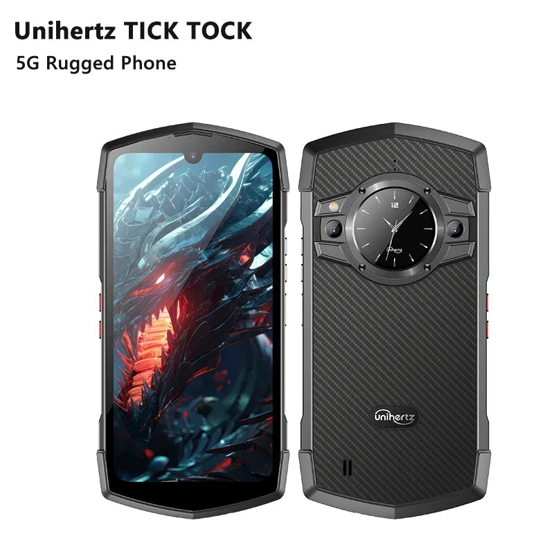 Unihertz Tick Tock 5G Rugged Smartphone Android 128GB 48MP Camera Cellphone 6000mAh Phone with Dual-Screen IP 68 Waterproof - Evallys.com