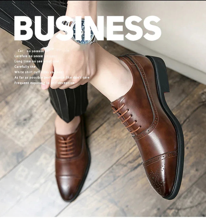 Men's Formal Shoes Red Sole Fashion Business Casual Party Banquet Daily Retro Carved Lace-up Brogue Dress Wedding Shoes Size 48 - Evallys.com
