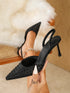 Women Pointed Toe Pumps Shoes 3.2inch High Heel Slip On Rhinestone Glitter Heels Comfy Heels for Party Working Dressy - Evallys.com