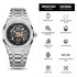 FEICE Automatic Mechanical Luxury Watch Men Stainless Steel Watches Luminous Waterproof Watch for Men Skeleton FM019 - Evallys.com