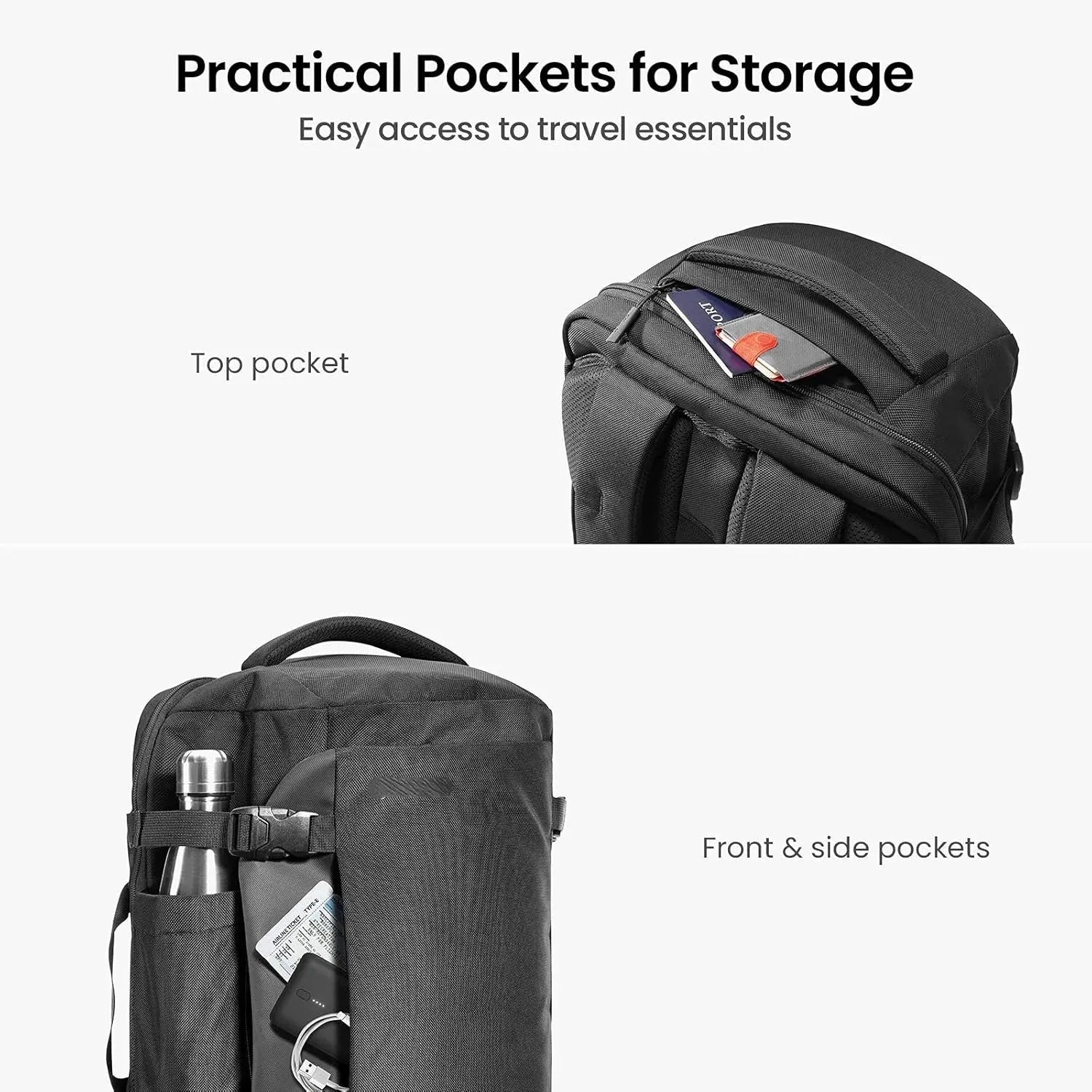 tomtoc Travel Backpack 40L, TSA Friendly Carry-on Luggage, Water-resistant Daypack Fits 17.3