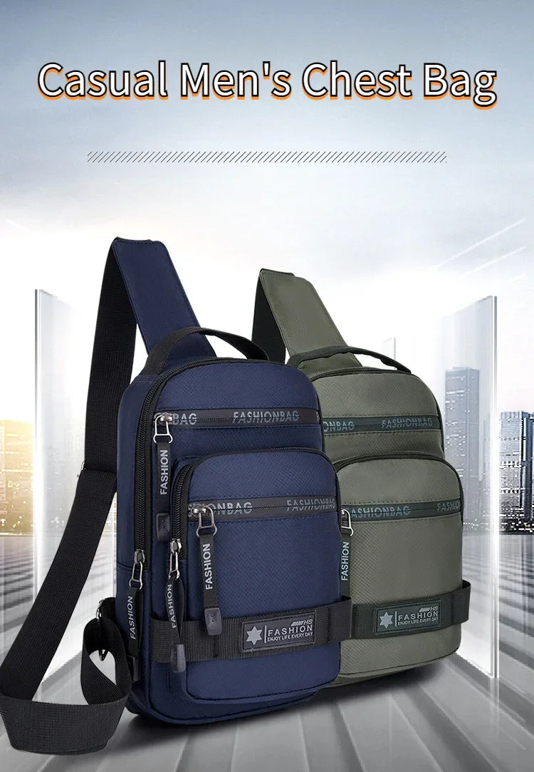 Men’s Chest Bag – Large Capacity Nylon Crossbody Travel Shoulder Bag - Evallys.com