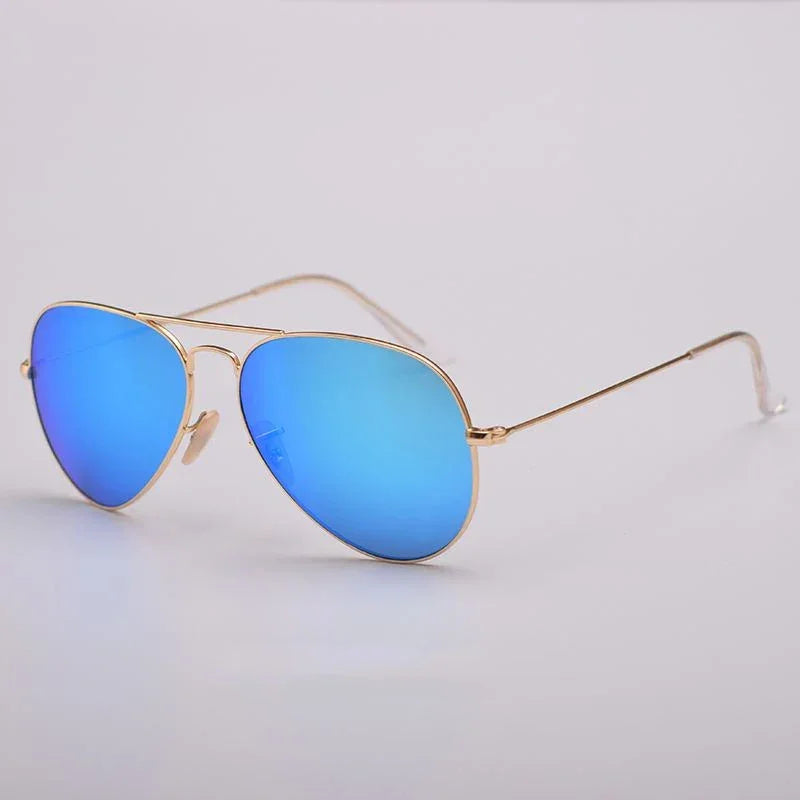 Top Quality Real Glass Lenses Men Women Sunglasses Brand Fashion Pilot Metal Frame Classic Style Outdoor UV400 Sun Glasses - Evallys.com