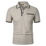 New Men's Short Sleeve Polo Shirts Solid Color Casual T-shirt Summer Trendy Breathable Loose Basic Splice Top Pockets Men Shirts - Evallys.com