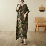 Vintage Cotton Summer Maxi Dress – Harajuku Floral Beachwear - Evallys.com
