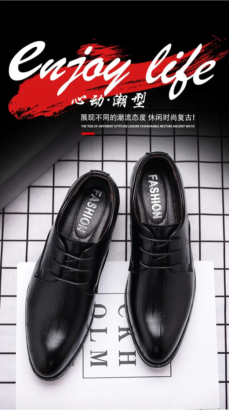 Mens Leather Dress Shoes Men's Formal Social Male Shoe Casual Business Pointed Toe Luxury Party Designer Shoes for Men - Evallys.com