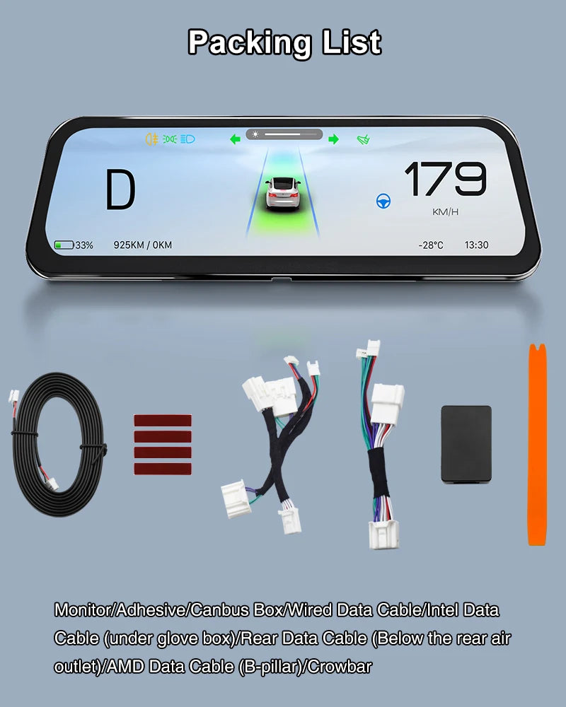 Onlysay Hud Head-Up Display Korean Support Wireless CarPlay OTA Update 9.6 Inch Instrument Display For Tesla Model 3 Y