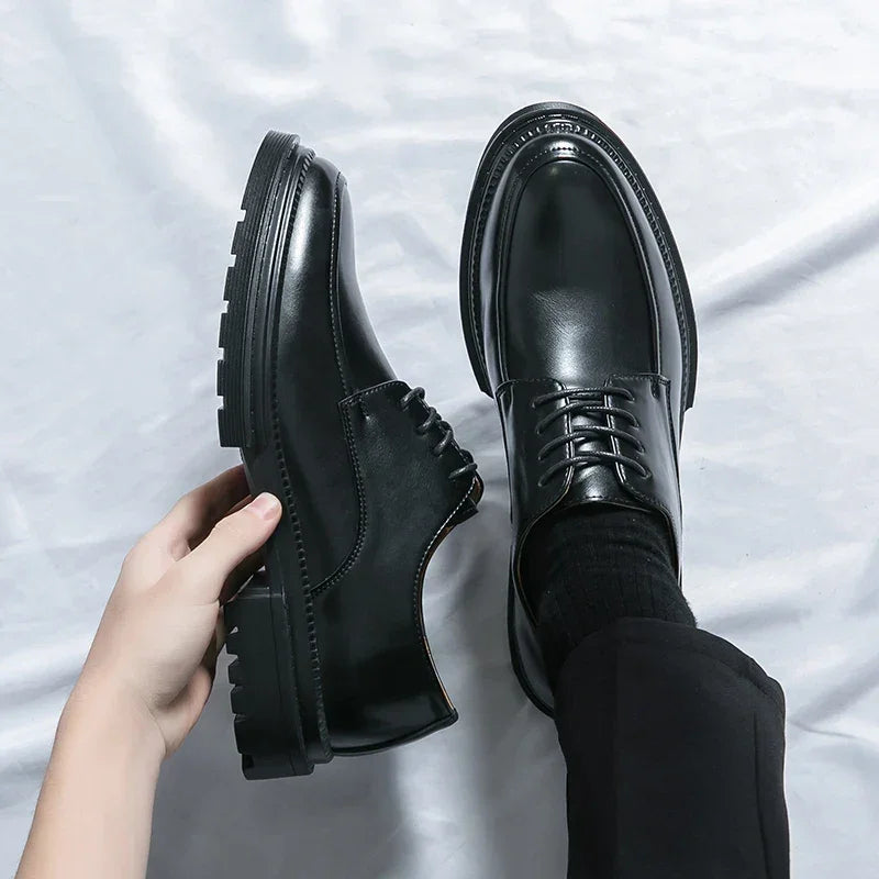 Mens Oxford White Leather Shoes Whole Luxury Formal Business Wedding Dress Shoes for men Thick bottom Casual Original Moccasins - Evallys.com