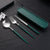 3pcs Thin Portuguese portable stainless steel cutlery chopsticks, forks, spoons, student home outdoor picnic tableware