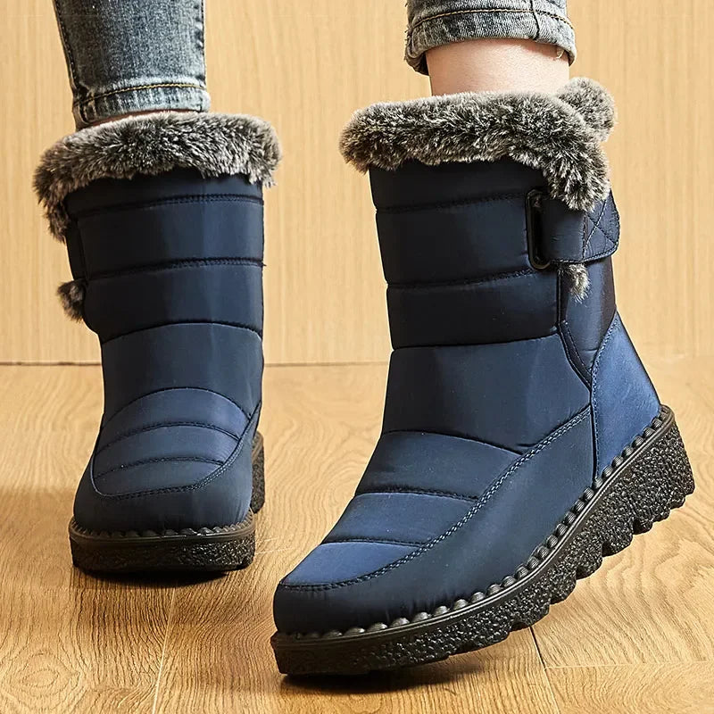 Women's Boots 2024 Trend Winter Shoes For Woman Winter Boots Ankle Low Heels Botas Mujer Waterproof Snow Boots With Fur Shoes - Evallys.com