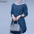 ZANZEA Women’s Abaya Blouse – Casual Islamic Long Sleeve Tops 2024 - Evallys.com