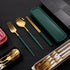 3pcs Thin Portuguese portable stainless steel cutlery chopsticks, forks, spoons, student home outdoor picnic tableware