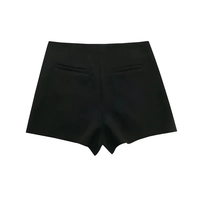 TRAF Asymmetrical Skort – High Waist Black Mini Skirt Shorts - Evallys.com
