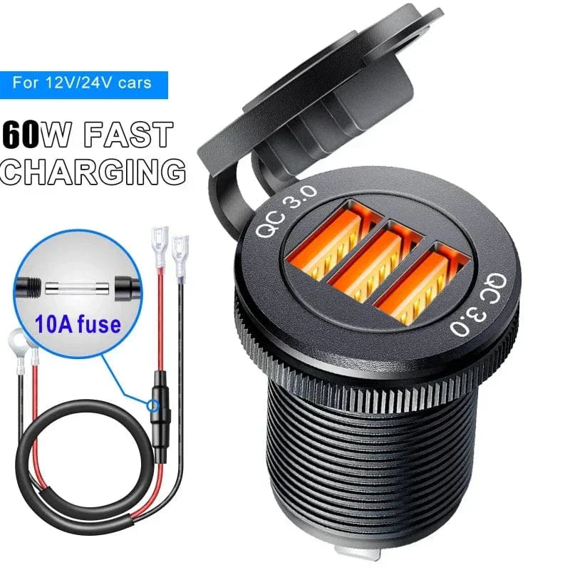 USB C Car Charger Socket DC Super Fast Charging QC3.0 & PD for 12V/24V Car Marine ATV type c port socket for Audi q5 a8 a1 a3 4 - Evallys.com