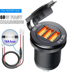 USB C Car Charger Socket DC Super Fast Charging QC3.0 & PD for 12V/24V Car Marine ATV type c port socket for Audi q5 a8 a1 a3 4 - Evallys.com