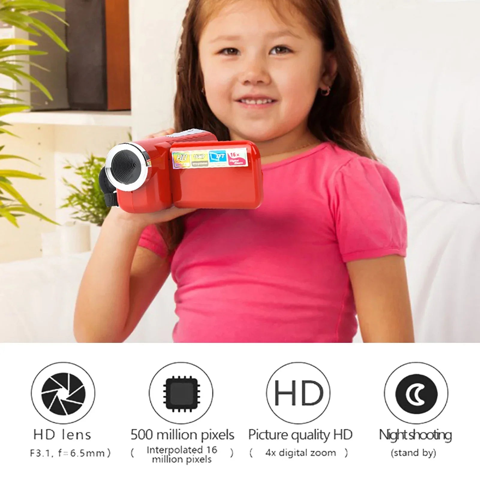 Digital Video Camera Portable Children Kids HD Digital Video Camera Camcorder with LCD Sceen Camcorder Recorder - Evallys.com