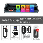 10 Inch Mirror Camera for Car Touch Screen Video Recorder Rearview mirror Dash Cam Front and Rear Camera Mirror DVR Black Box - Evallys.com