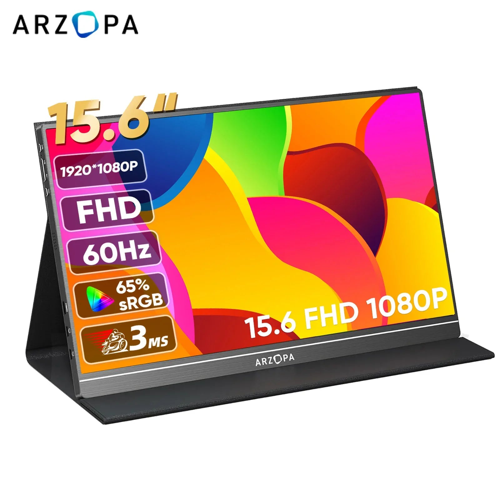 ARZOPA 1080P Portable Monitor 15.6 inch Monitors for Laptop MAC Switch Xbox Phone ps4 PC USB C HDMI-Compatible Computer Display - Evallys.com