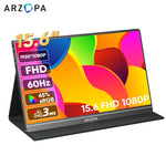 ARZOPA 1080P Portable Monitor 15.6 inch Monitors for Laptop MAC Switch Xbox Phone ps4 PC USB C HDMI-Compatible Computer Display - Evallys.com