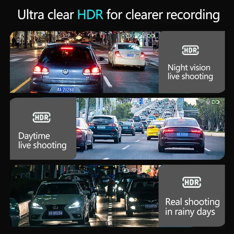 10 Inch Mirror Camera for Car Touch Screen Video Recorder Rearview Mirror Dash Cam Front and Rear Camera Mirror DVR Black Box - Evallys.com