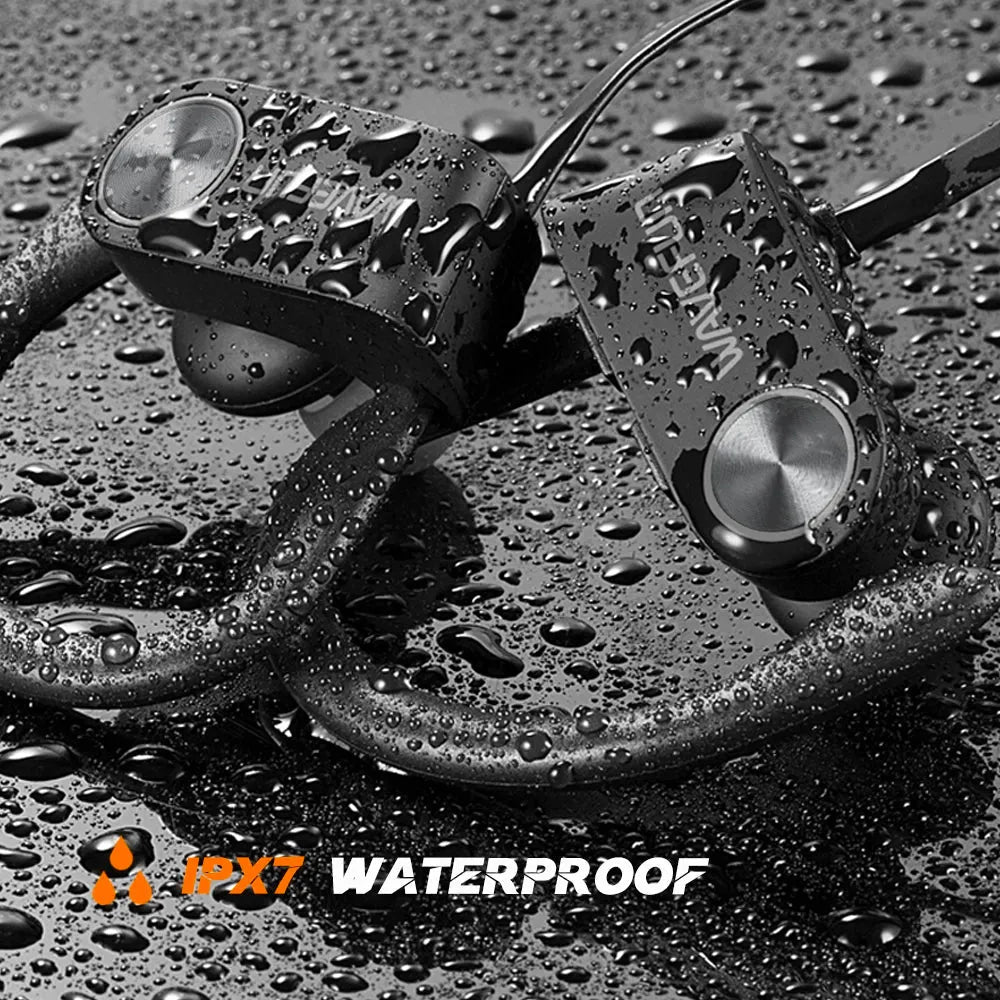 Wavefun XBuds Bluetooth Earphone Wireless Headphones with Ear Hook IPX7 Waterproof Super Bass Sport Earphones Music Gaming Mode - Evallys.com