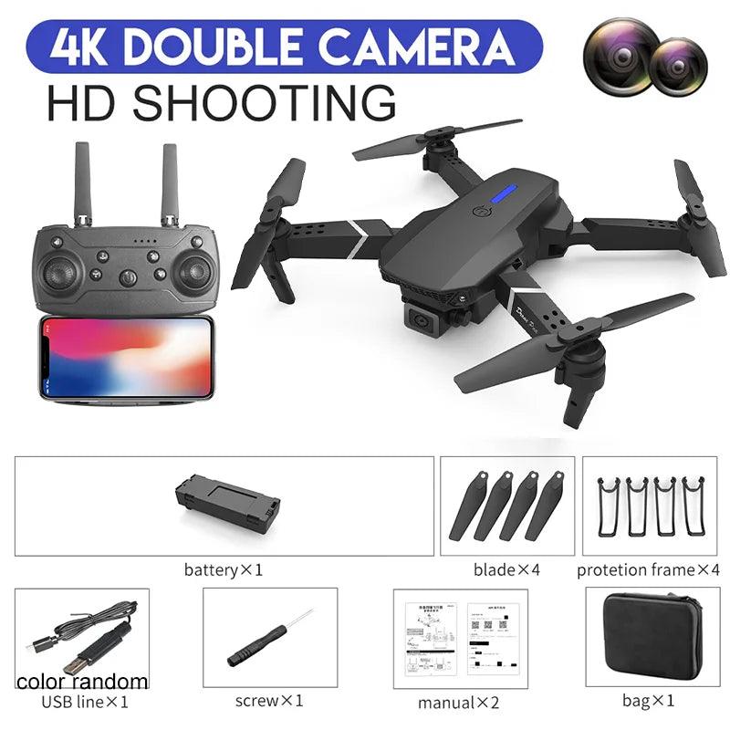 2024 E88Pro RC Drone 4K Professinal With 3 Battery 1080P Wide Angle HD Camera Foldable Helicopter WIFI FPV Height Hold Gift Toy - Evallys.com