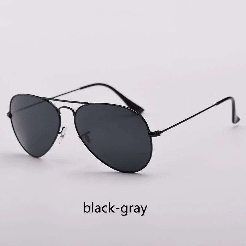 Top Quality Real Glass Lenses Men Women Sunglasses Brand Fashion Pilot Metal Frame Classic Style Outdoor UV400 Sun Glasses - Evallys.com