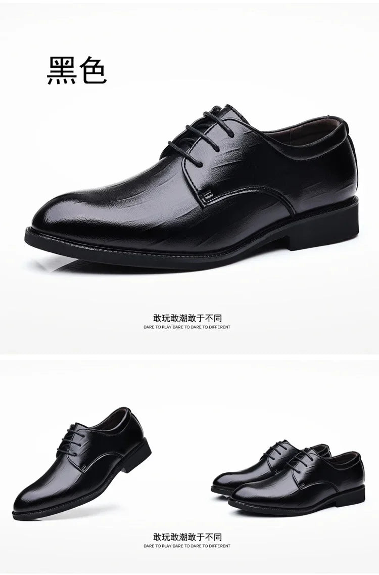Mens Leather Dress Shoes Men's Formal Social Male Shoe Casual Business Pointed Toe Luxury Party Designer Shoes for Men - Evallys.com