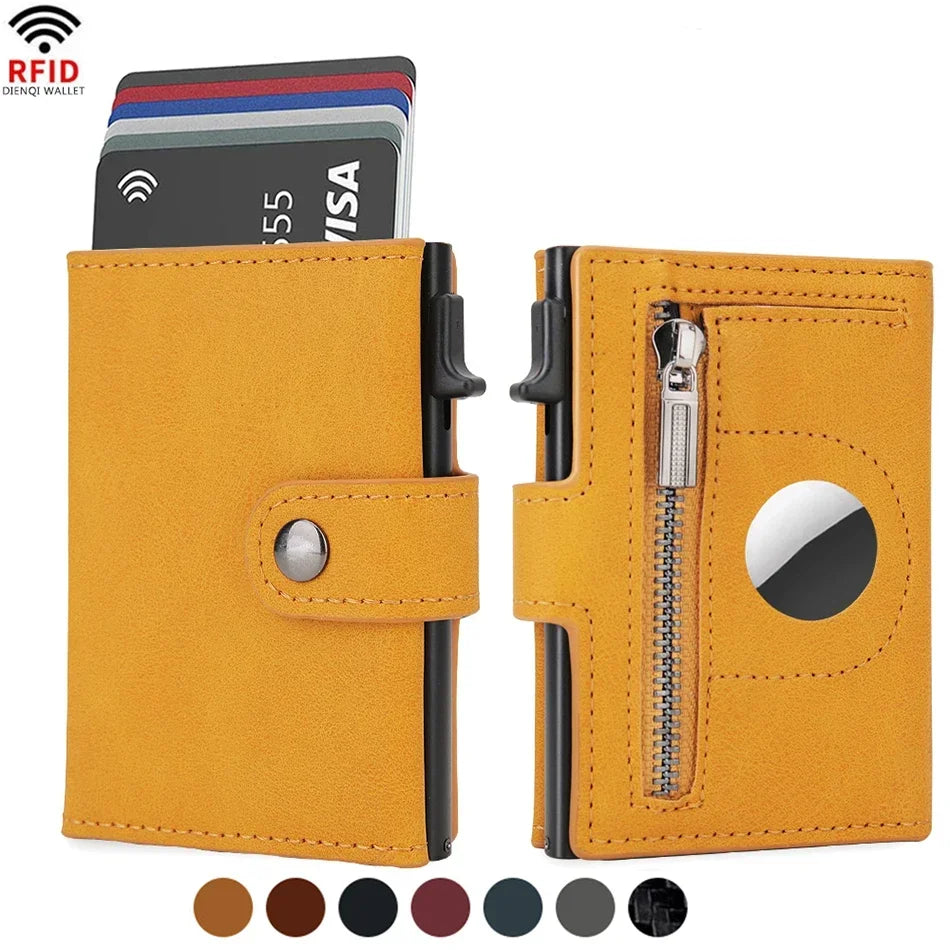 Rfid Carbon Fiber Men Wallets for Airtag Luxury Slim Mini Credit Card Holder Wallets for Men Air Tag Tracker Minimalist Purse - Evallys.com