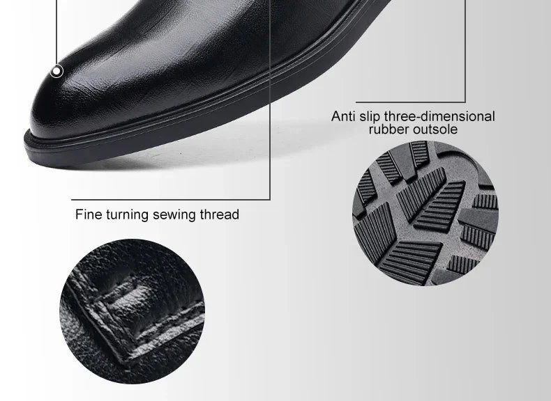 3/6/8 CM Elevator Shoes Men Dress Shoes Black Soft Leather Men Heighten Formal Shoes Casual Business Men Oxfords Suit Shoes - Evallys.com