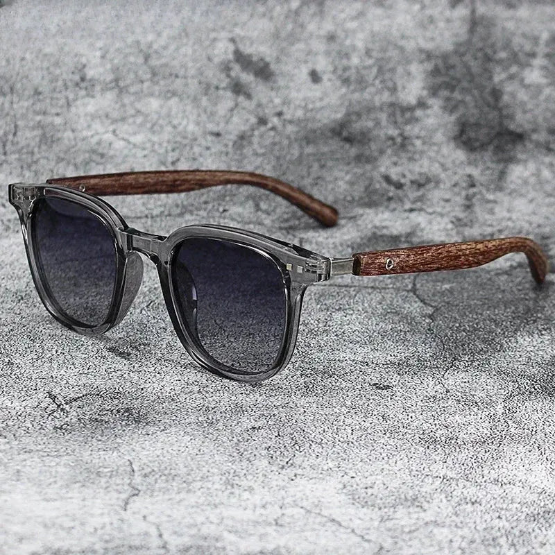 Sunglasses for Men Women's Trendy Retro Wood Grain Polarized UV Protection Eyewear Cycling Outdoor Street Photography - Evallys.com
