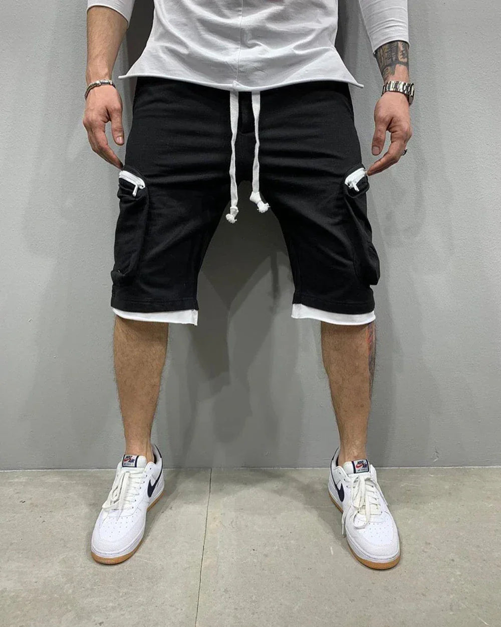 Mens Summer Cargo Shorts Cotton Workout Fitness Shorts Breathable Jogger Training Gyms Bodybuilding Multi Pocket Yellow Shorts - Evallys.com