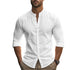 Men's Henry Shirts Cotton Linen Slim Fit Causal Hawaiian Solid Color Basic Style Spring Summer Breathable Men Clothing - Evallys.com