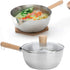 Stainless Steel Saucepan with Lid Solid wood handle with hook Multipurpose Sauce Pan with Pour Spouts, Sauce Pot, Cooking Pot - Evallys.com