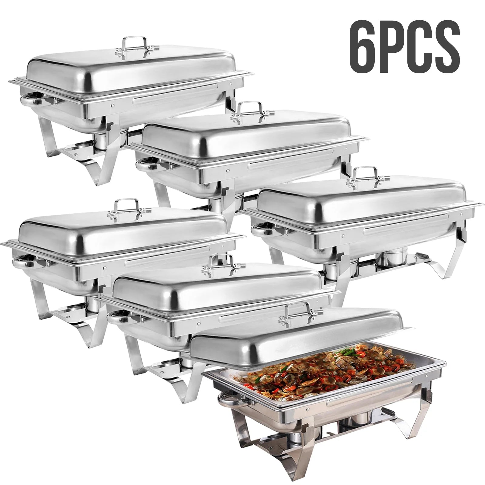 Chafing Dish Buffet Set 8QT Electric Stainless Steel 2/4/ Pack Full Size Pans Food Warmer Chafing Fuel Holder for Party Catering