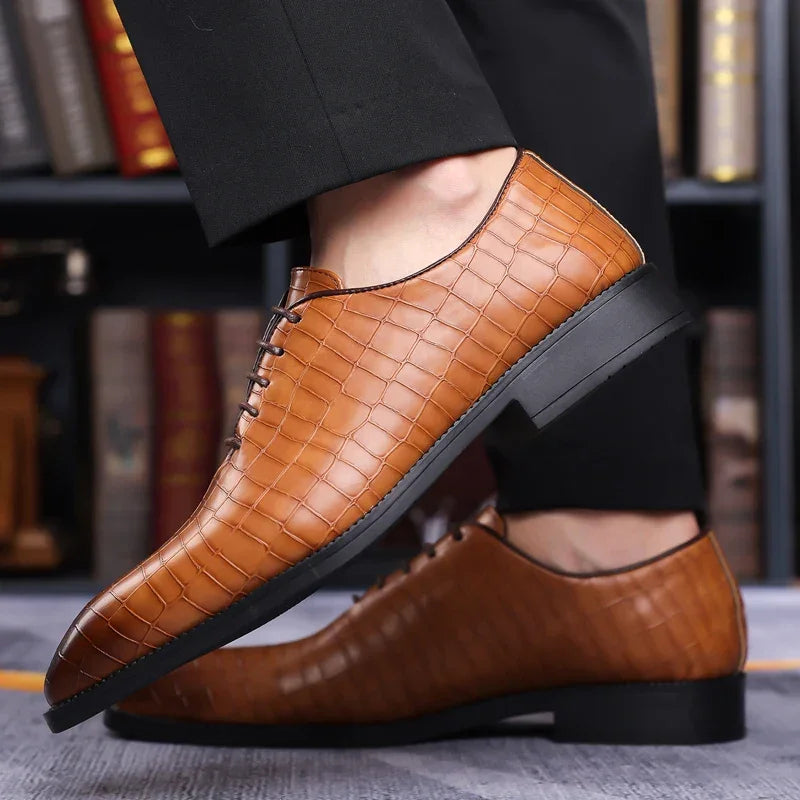 Luxury Men’s Leather Brogue Oxford Shoes – Formal Dress & Office - Evallys.com