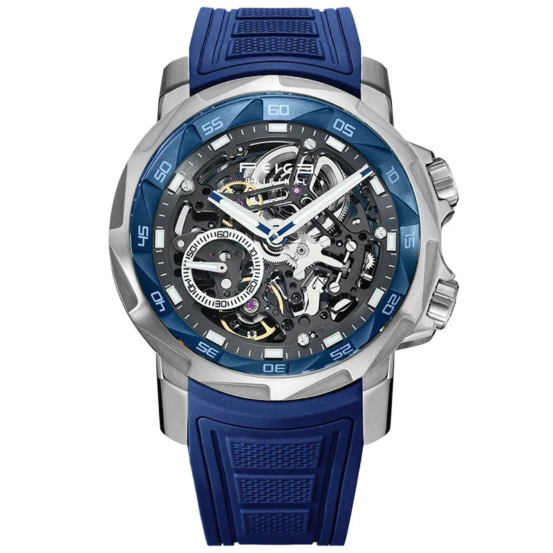 FEICE 2025 new double-sided skeleton trend men's automatic mechanical watch luminous waterproof-FM511 - Evallys.com