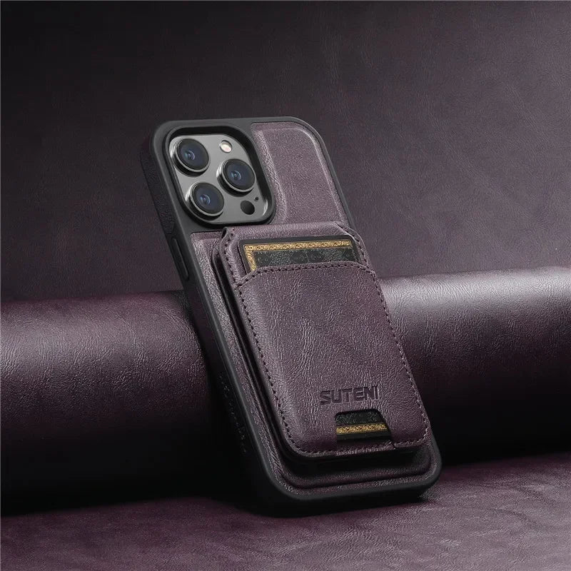 2 in 1 detachable With Magsafe Wireless Charging Wallet Leather Phone Case For iPhone 16 15 Pro Max 14 13 12Pro Magnetic Cover - Evallys.com