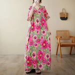 Vintage Cotton Summer Maxi Dress – Harajuku Floral Beachwear - Evallys.com