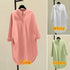 Elegant Cotton Linen Women’s Mid-Length Shirt – Casual Commuter Style - Evallys.com