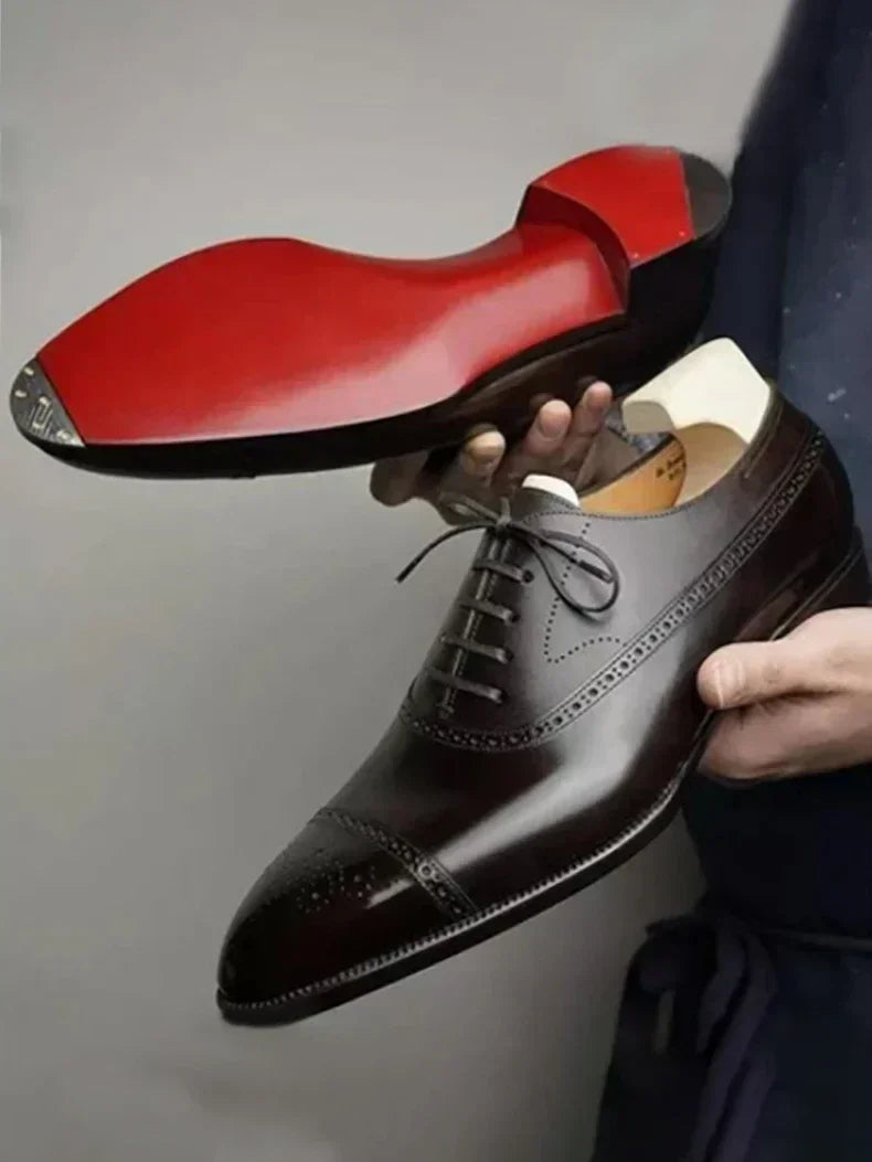 Men's Formal Shoes Red Sole Fashion Business Casual Party Banquet Daily Retro Carved Lace-up Brogue Dress Wedding Shoes Size 48 - Evallys.com