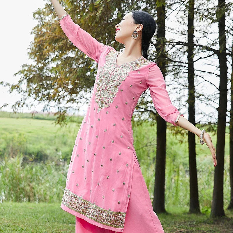 Exotic Indian Dance Dress – Ethnic Sari Style Two-Piece Set for Women - Evallys.com