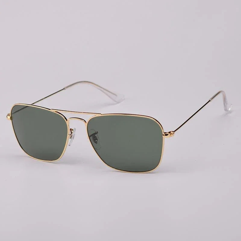 Top Quality Sunglasses Men Women Eyeglasses Goggles Eyewear Shades Fashion Square Metal Frame Glass Lenses UV400 Sun Glasses - Evallys.com