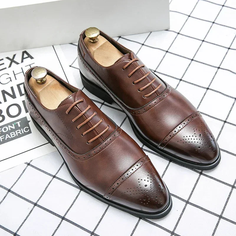Men's Formal Shoes Red Sole Fashion Business Casual Party Banquet Daily Retro Carved Lace-up Brogue Dress Wedding Shoes Size 48 - Evallys.com
