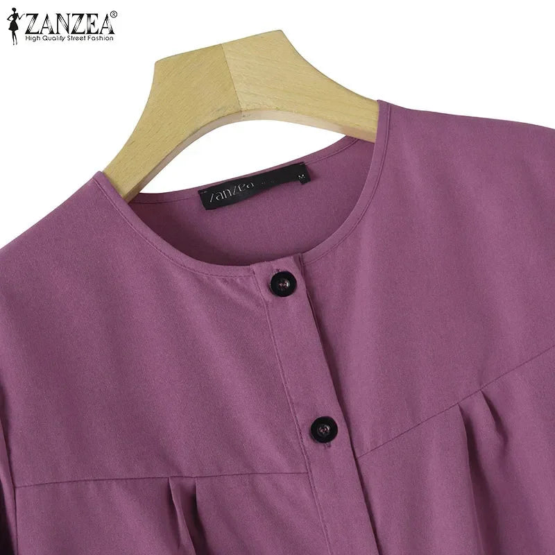 ZANZEA Women’s Abaya Blouse – Casual Islamic Long Sleeve Tops 2024 - Evallys.com