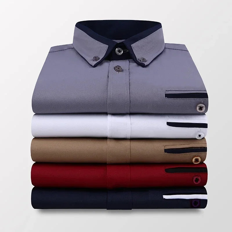 TFETTER Summer Business Shirt Men Short Sleeves Button Up Shirt Turn-down Collar Casual Shirts Mens Clothing Plus Size 5XL - Evallys.com