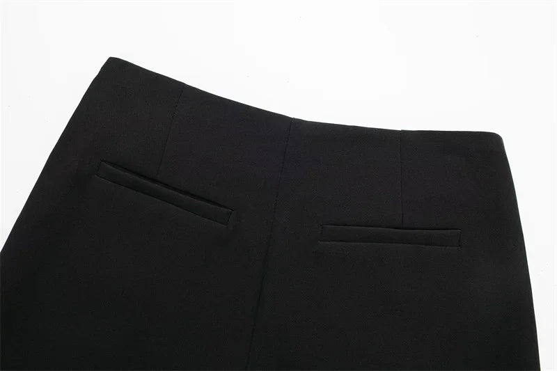TRAF Asymmetrical Skort – High Waist Black Mini Skirt Shorts - Evallys.com