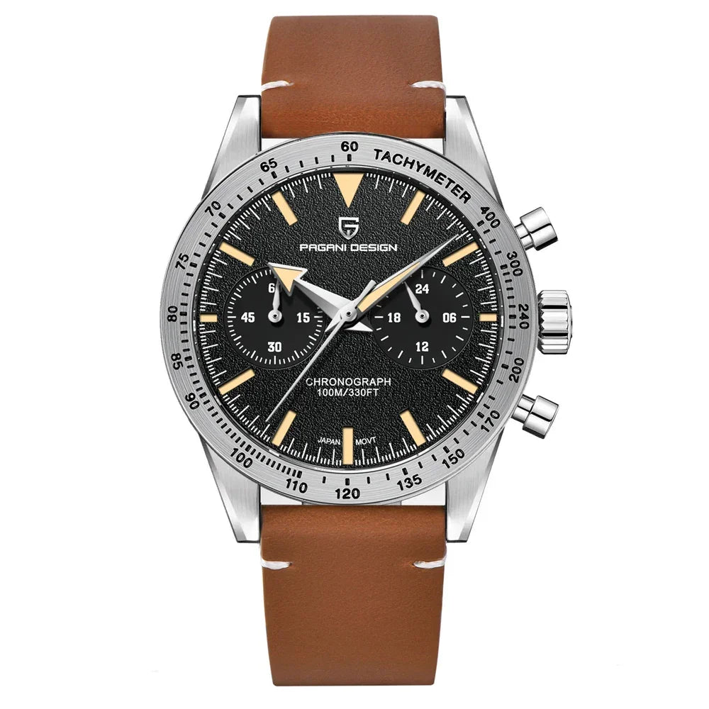2024 New PAGANI DESIGN Retro Mens Watches Moon Quartz Watch For Men Speed Sports Chronograph AR Sapphire VK64 Clock Reloj Hombre - Evallys.com